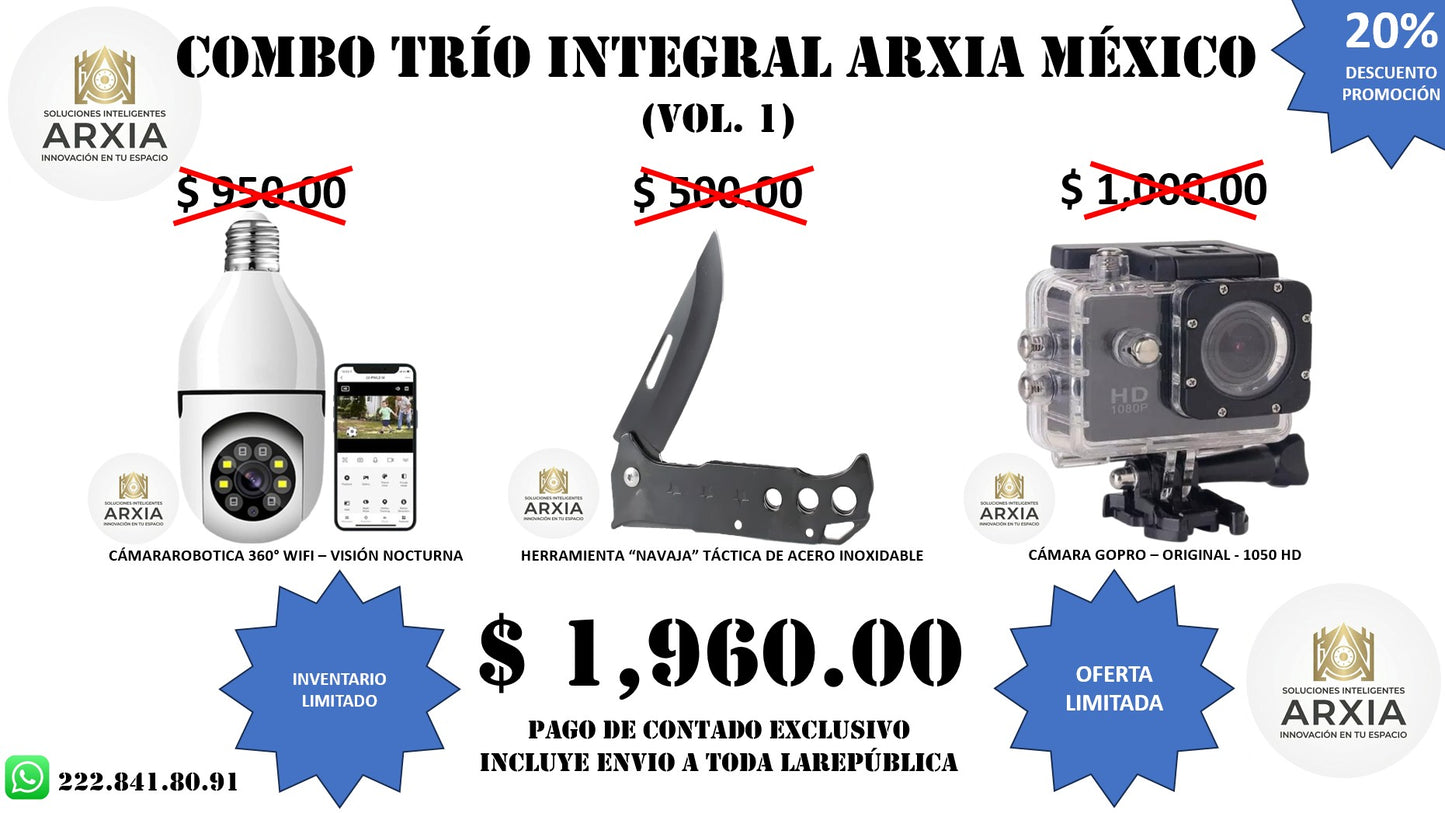 COMBOS TÁCTICOS ARXIA México CON 20% DE DESCUENTO EN PAGO DE CONTADO Y ENVIO INCLUIDO